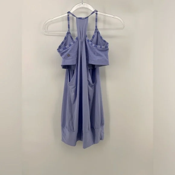 Lululemon No Limits Tank Top Size 6 Bra Support Light Blue Racerback Logo - Picture 5 of 5